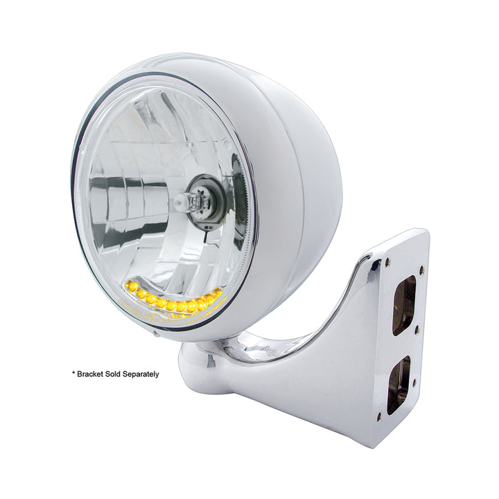 Chrome Guide 682-C Style Headlight H4 Bulb With 10 Amber LED