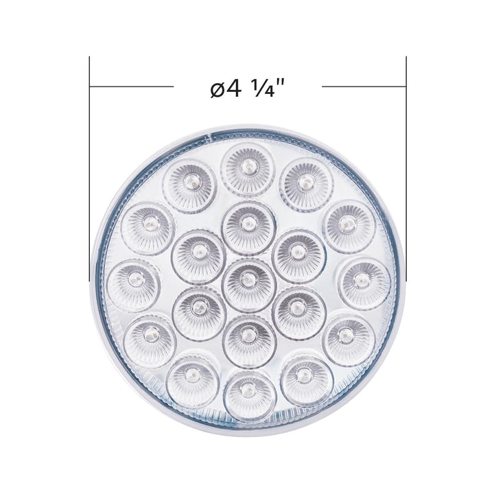 19 LED 4" Round Double Fury Light (Stop &amp; Turn) - Red &amp; White LED/Clear Lens