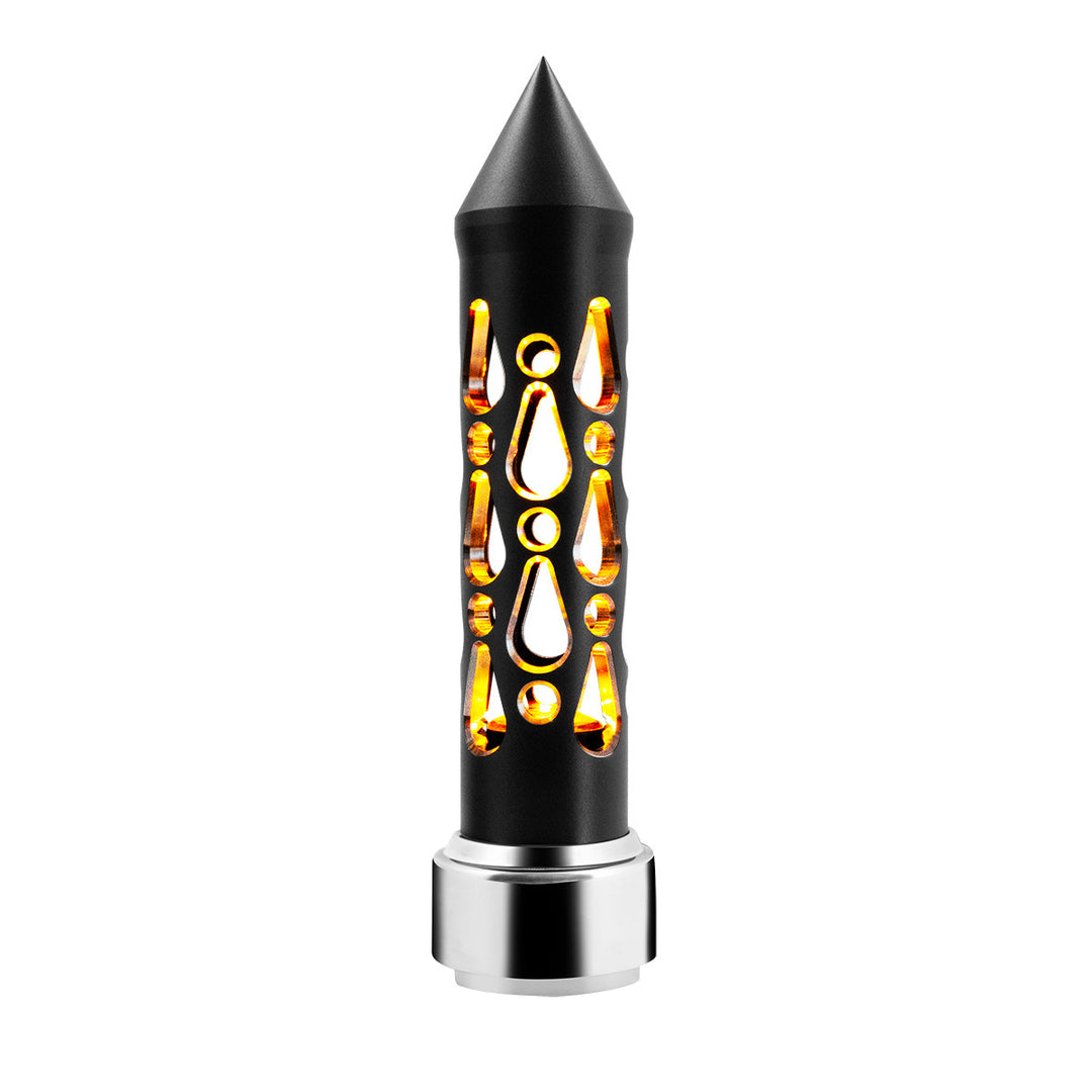 Thread-On Brooklyn Style Spike Gearshift Knob With LED 9/10 Speed Adapter - Matte Black/Amber LED