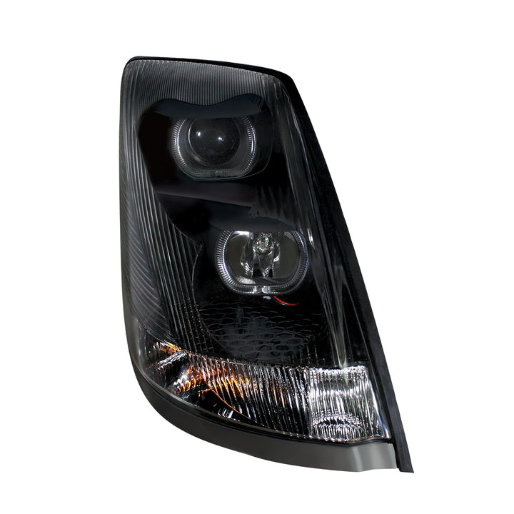Blackout Projection Headlight With White LED Light Bar For 2003-2017 Volvo VN/VNL - Passenger