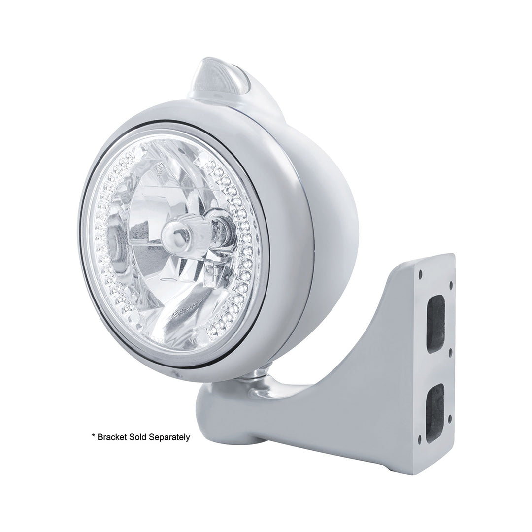 Chrome Guide 682-C Headlight H4 With White LED &amp; Original Style LED Signal - Clear Lens