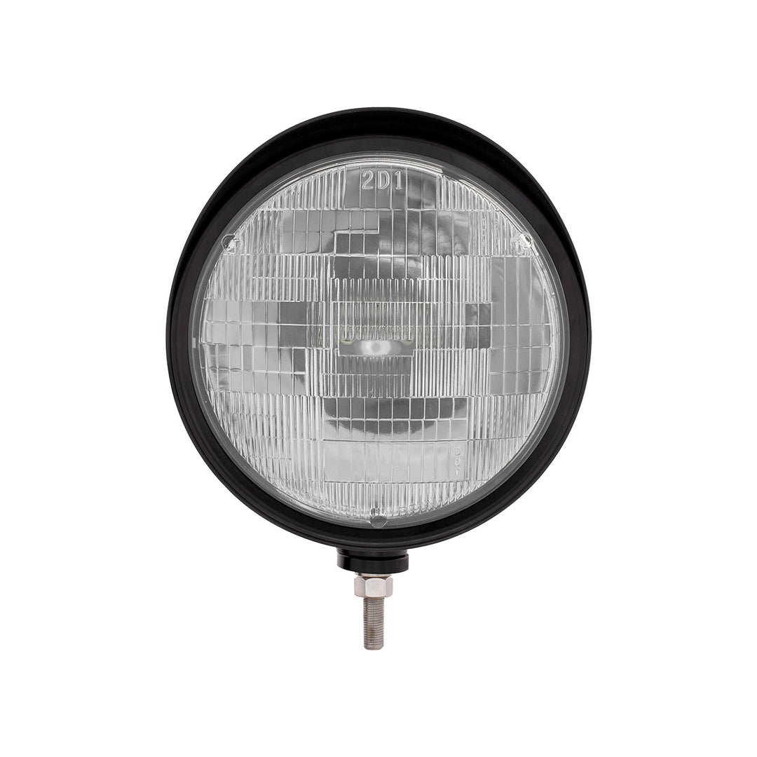 Black "Billet" Style Groove Headlight With Visor H6024 Bulb