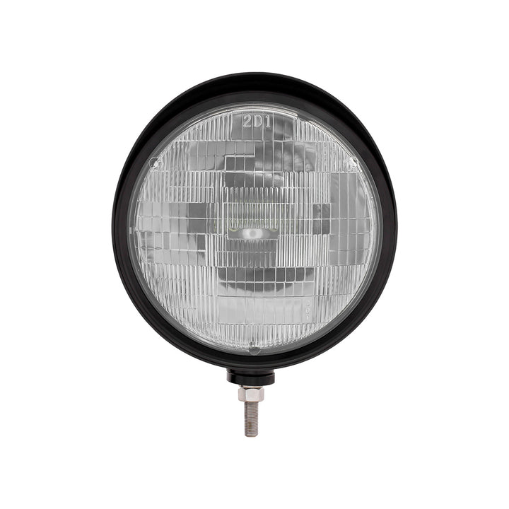 Black "Billet" Style Groove Headlight With Visor H6024 Bulb