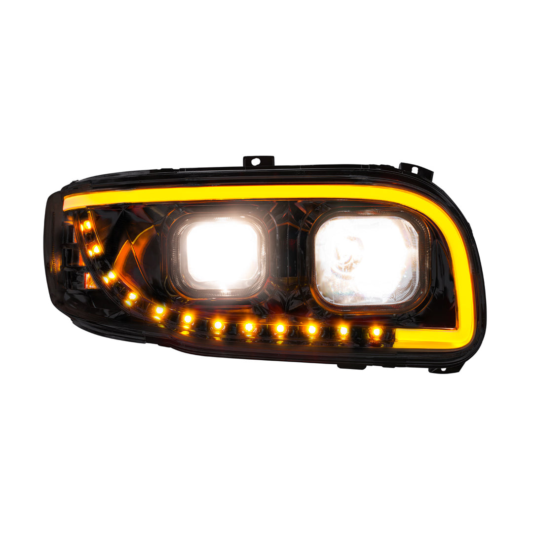 Blackout Projection Headlight With LED Turn Signal &amp; Light Bar For 2008-2024 Peterbilt 389 - Passenger