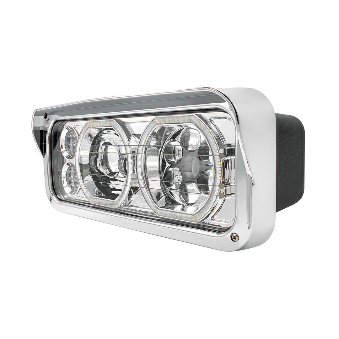 Chrome High Power Heated 10 LED Headlight With LED Turn &amp; DRL - Passenger