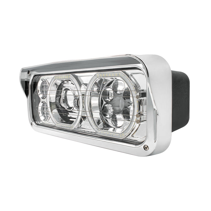 Chrome High Power Heated 10 LED Headlight With LED Turn &amp; DRL - Passenger
