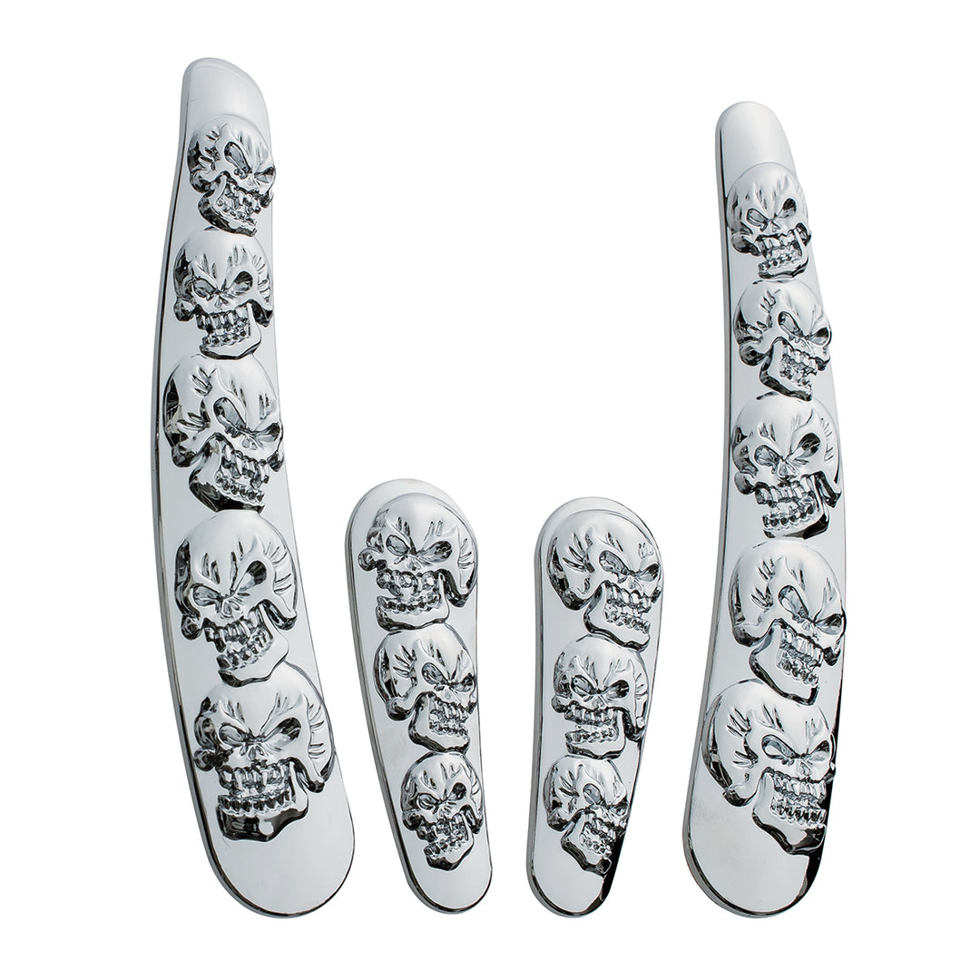 Chrome Skull Swing Arm Accent Set For Harley Motorcycle