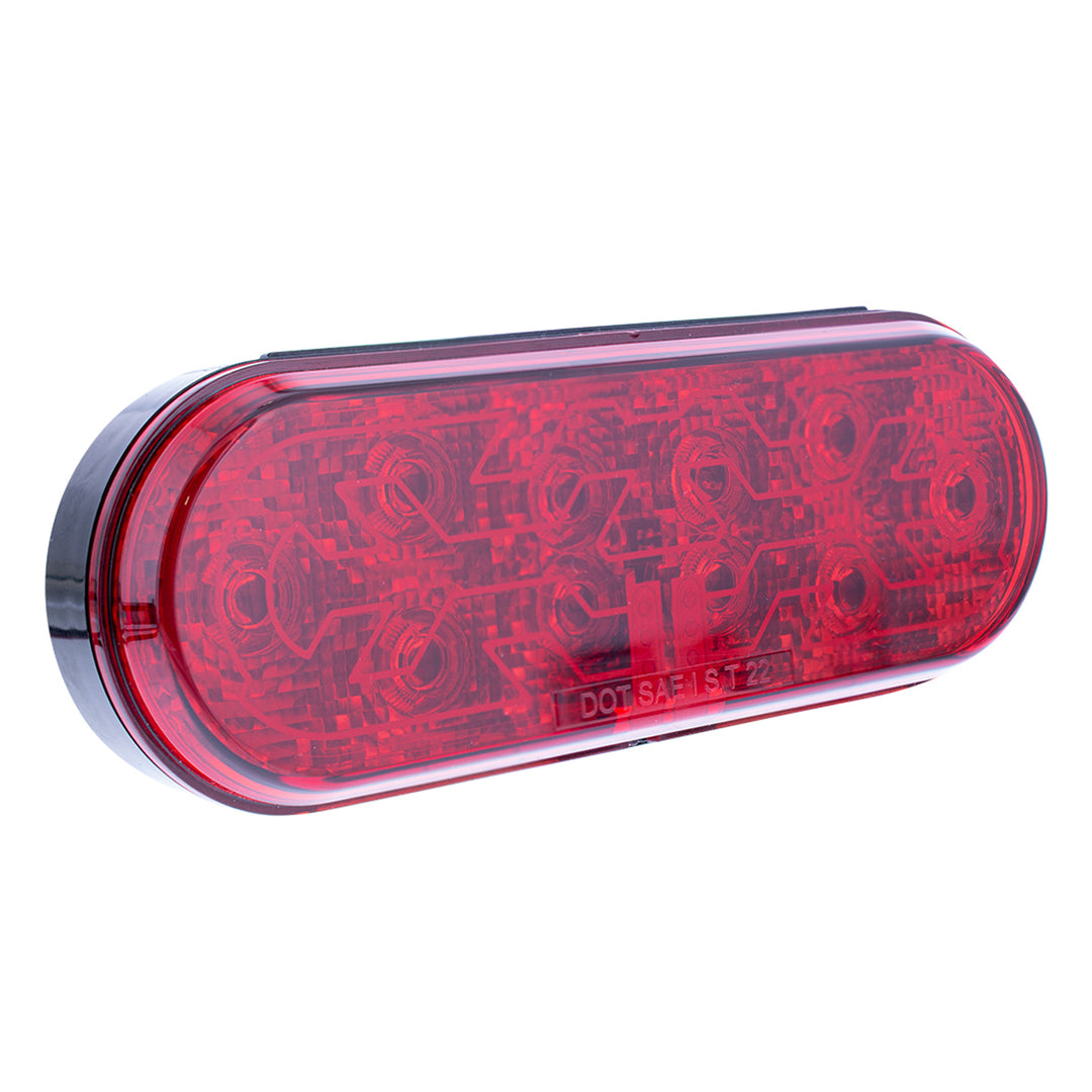 10 LED 6" Oval Light (Stop, Turn &amp; Tail) With Heated Lens - Red LED/Red Lens