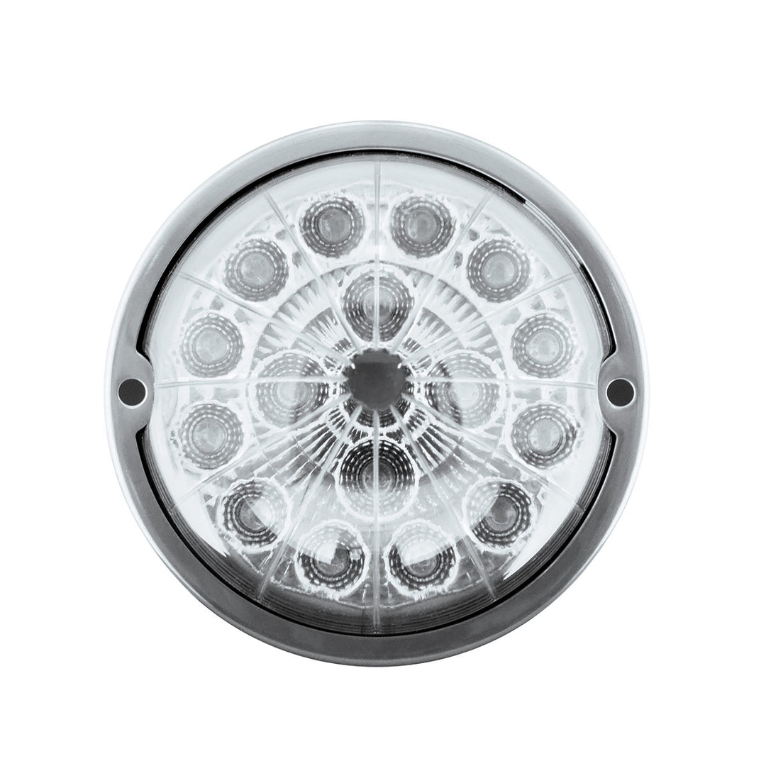 17 LED Watermelon Dual Function Double Fury Light Flush Mount Kit With Low Profile Stainless Steel Bezel - Amber &amp; Red LED