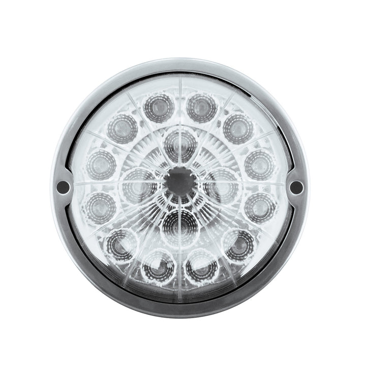 17 LED Watermelon Dual Function Double Fury Light Flush Mount Kit With Low Profile Stainless Steel Bezel - Amber &amp; Red LED