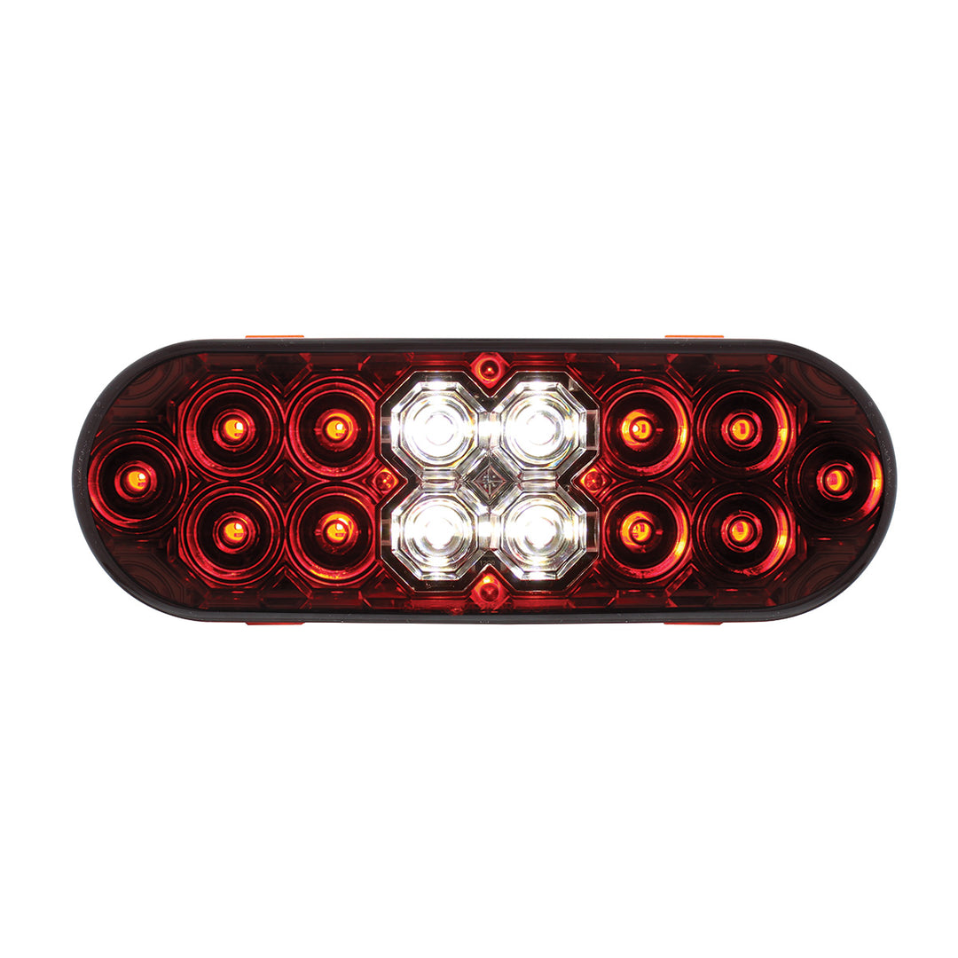 6" Oval Combo Light With 14 LED Stop, Turn &amp; Tail &amp; 16 LED Back-Up - Red LED/Red Lens