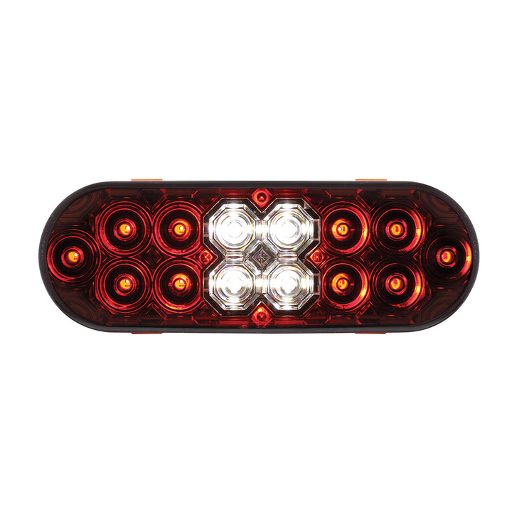 6" Oval Combo Light With 14 LED Stop, Turn &amp; Tail &amp; 16 LED Back-Up - Red LED/Red Lens