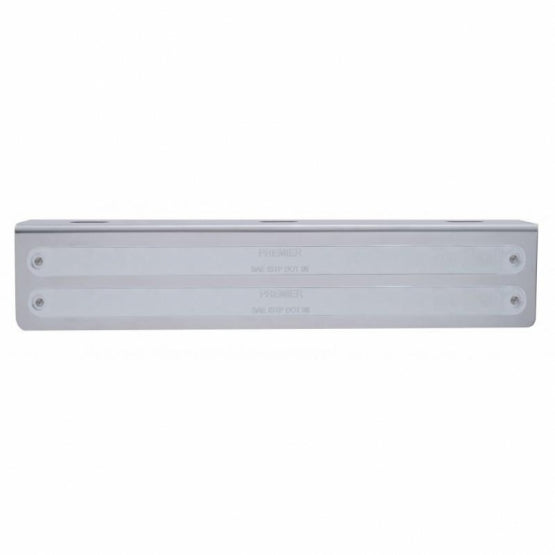 12-3/4" Stainless Light Bracket With 2 x 14 LED 12" Light Bars - Amber LED/Chrome Lens
