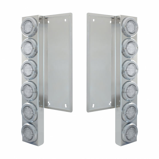FL Stainless Steel Front Air Cleaner Bracket W/12 x 9 LED 2" Lights &amp; Bezels - Amber LED/Clear Lens