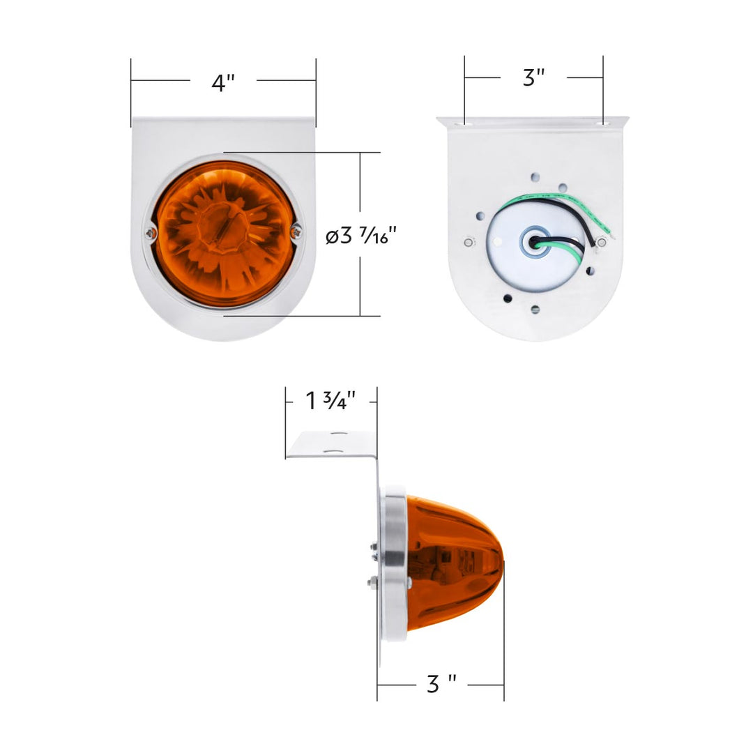 UltraBurst Glass Watermelon Light With Stainless Steel Light Bracket Kit - Amber LED/Dark Amber Lens