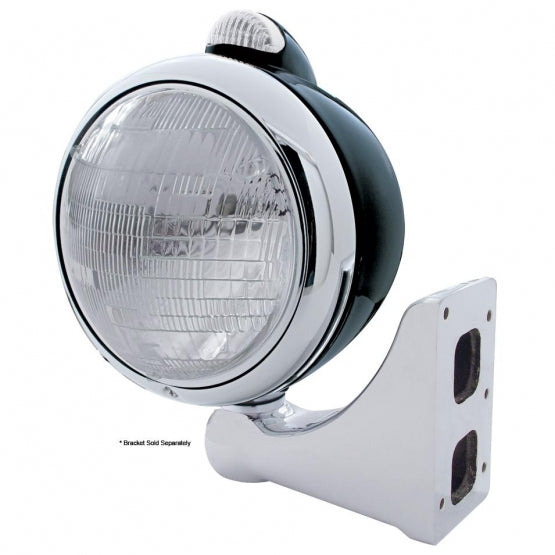 Black Guide 682-C Style Headlight 6014 &amp; LED Turn Signal - Clear Lens