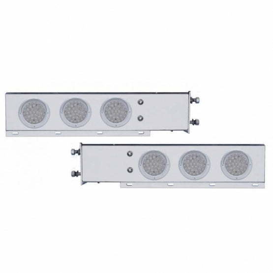 3-3/4" Bolt Pattern Stainless Steel Spring Loaded Bar With 6 x 36 LED 4" Lights &amp; Visors - Red LED/Clear Lens (Pair)