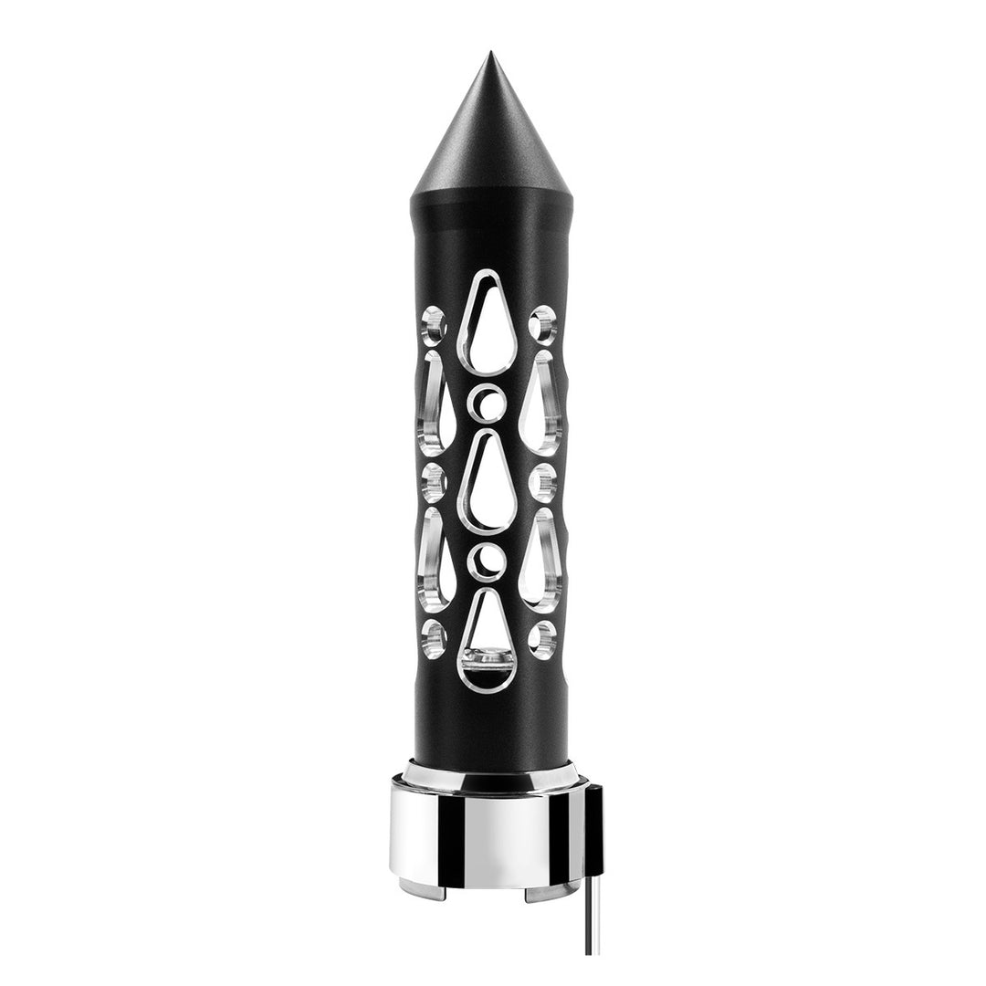 Thread-On Brooklyn Style Spike Gearshift Knob With LED 9/10 Speed Adapter - Matte Black/Red LED