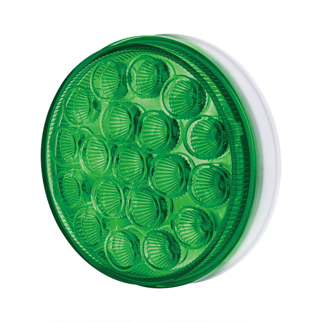19 LED 4" Round Double Fury Light (Turn Signal) - Amber &amp; Green LED/Clear Lens