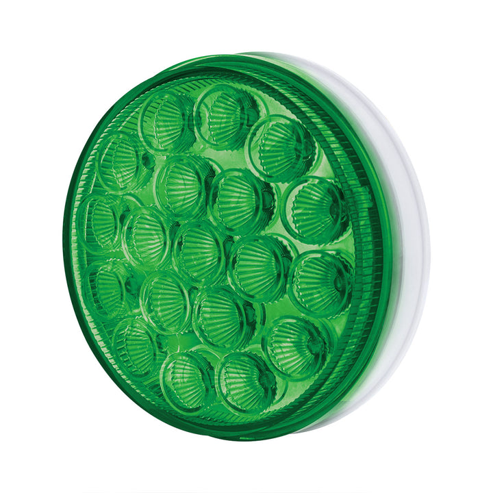 19 LED 4" Round Double Fury Light (Turn Signal) - Amber &amp; Green LED/Clear Lens