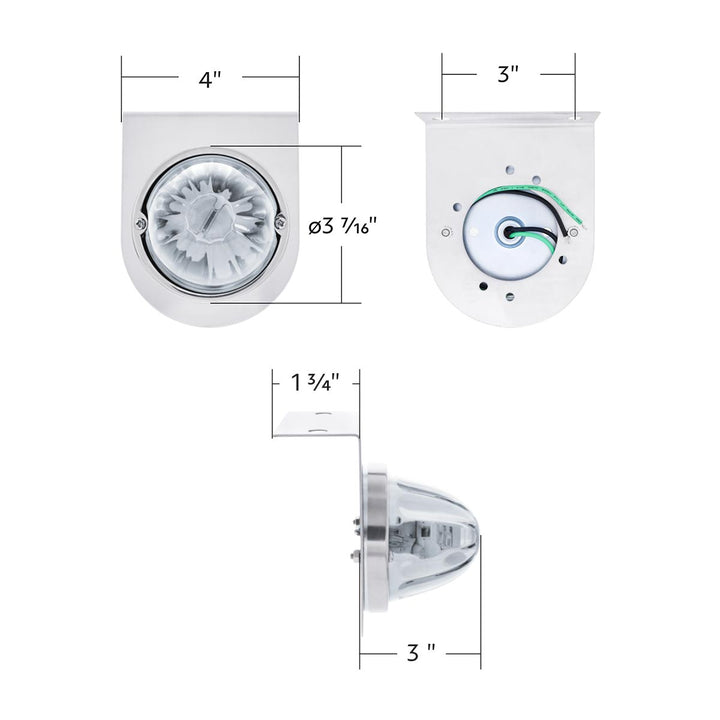 UltraBurst Glass Watermelon Light With Stainless Steel Light Bracket Kit - White LED/Clear Lens