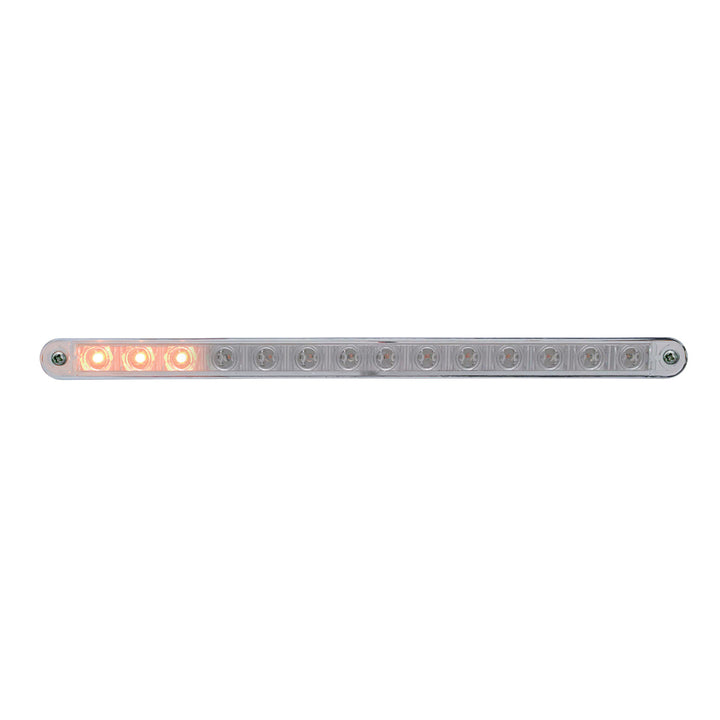 14 LED 12" Sequential Light Bar With Bezel - Amber LED/Clear Lens