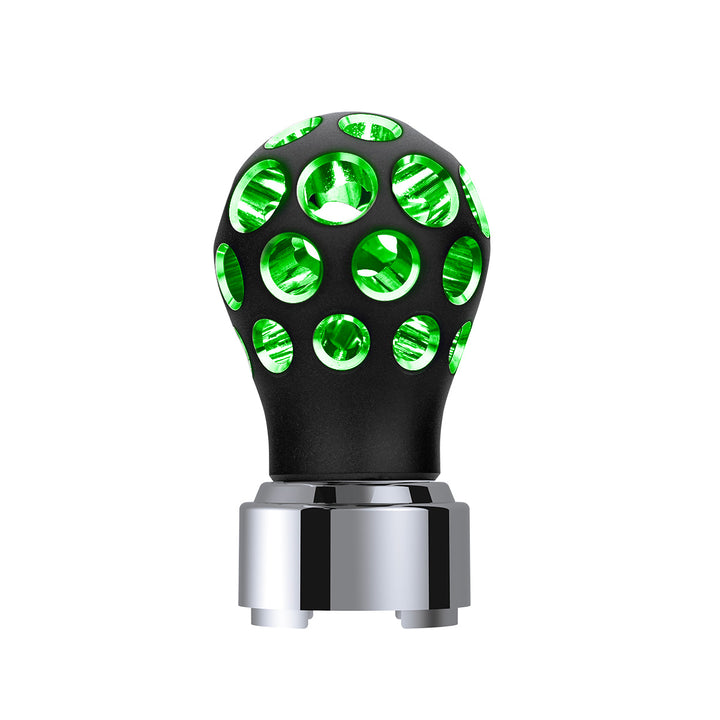 Thread-On Matte Black Phoenix Style Ball Gearshift Knob With LED 9/10 Speed Adapter - Green LED