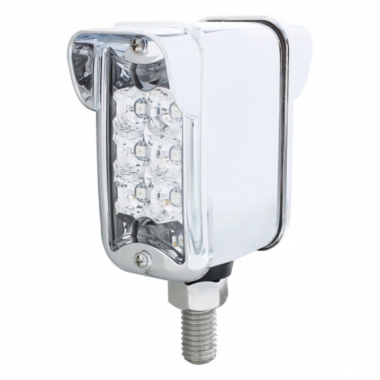 10 LED Dual Function Reflector Double Face Light W/Visor - Vertical Straight Mount - Amber &amp; Red LED/Clear Lens