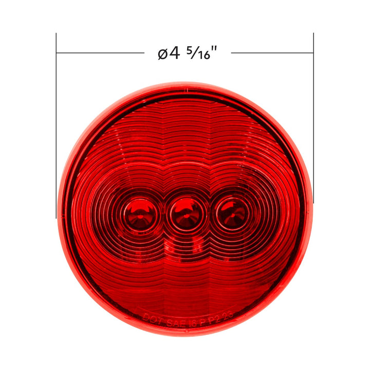 3 LED 4" Round Light (Stop, Turn, &amp; Tail) - Red LED/Red Lens