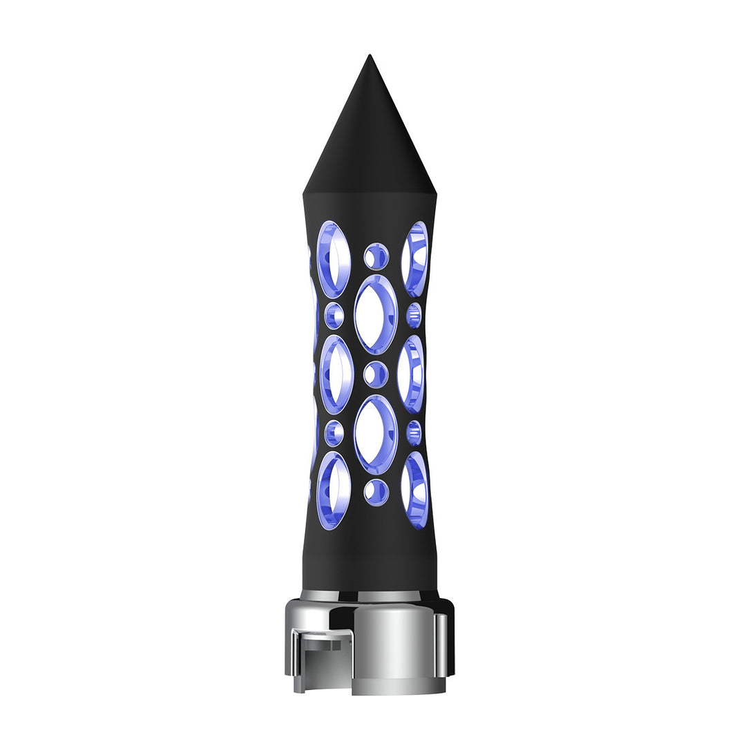 Thread-On Daytona Style Spike Gearshift Knob With LED 13/15/18 Speed Adapter - Black/Blue LED
