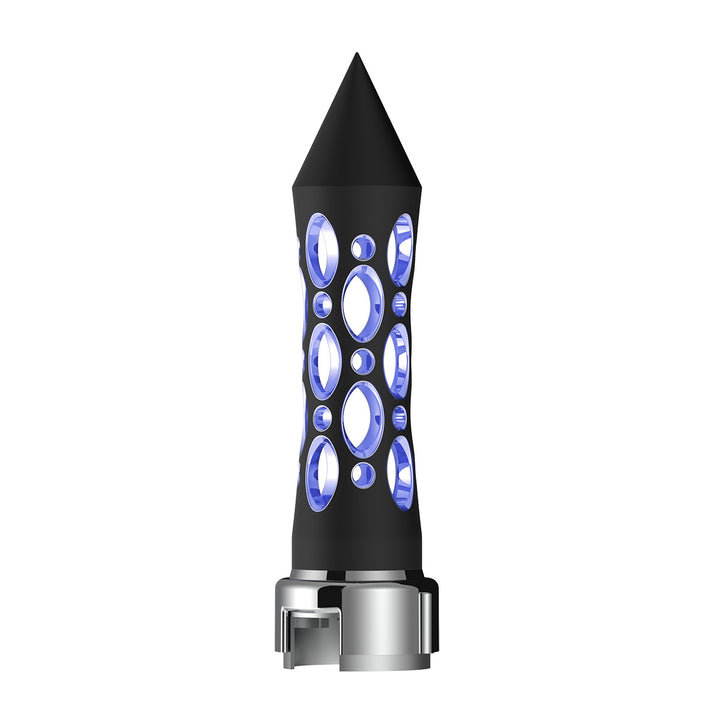 Thread-On Daytona Style Spike Gearshift Knob With LED 13/15/18 Speed Adapter - Black/Blue LED