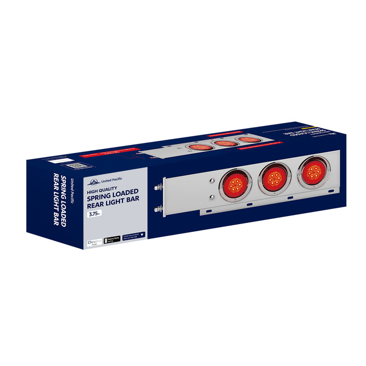3-3/4" Bolt Pattern Chrome Spring Loaded Bar With 6 x 4" 16 Red LED Turbine Lights - Red Lens (Pair)