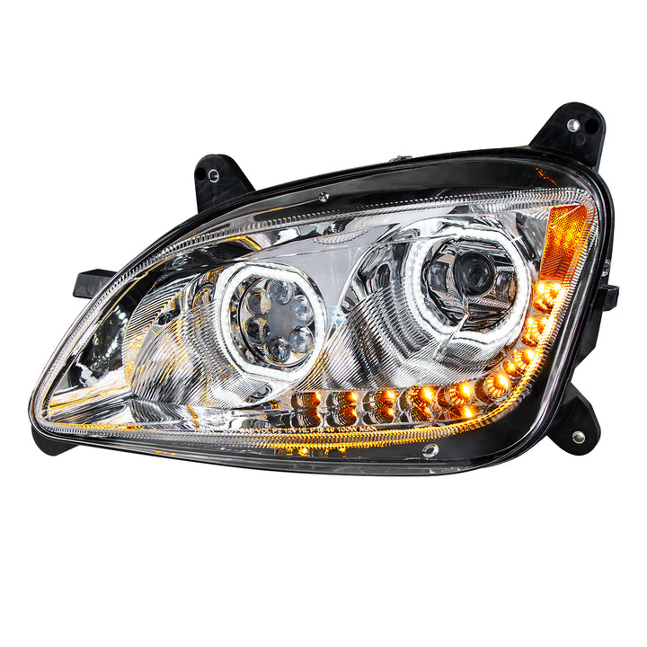 Chrome 10 LED Headlight For Peterbilt 587 (2010-2016) &amp; 579 (2012-2021) - Driver Side