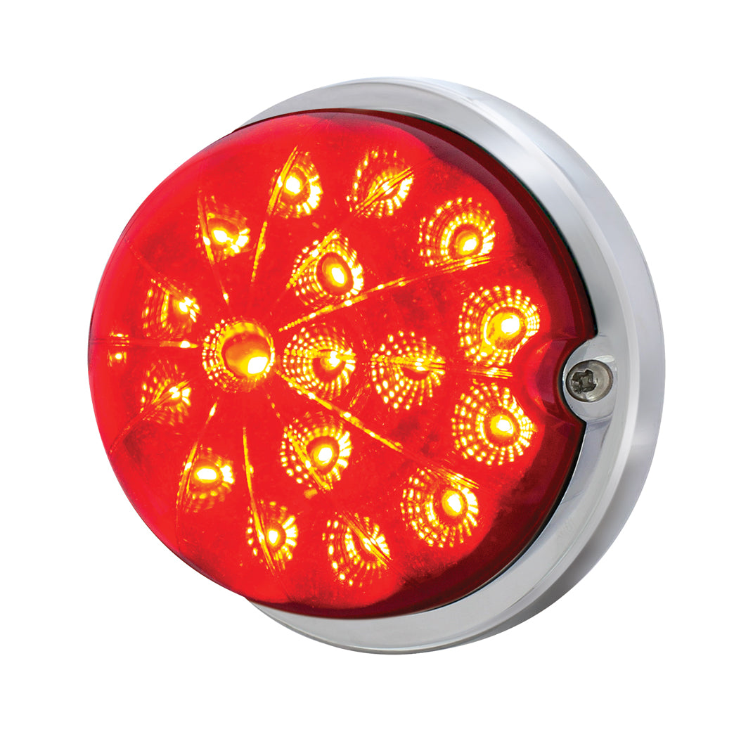 17 LED Dual Function Watermelon Clear Reflector Flush Mount Kit With Low Profile Bezel - Red LED &amp; Lens
