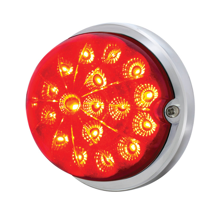 17 LED Dual Function Watermelon Clear Reflector Flush Mount Kit With Low Profile Bezel - Red LED &amp; Lens