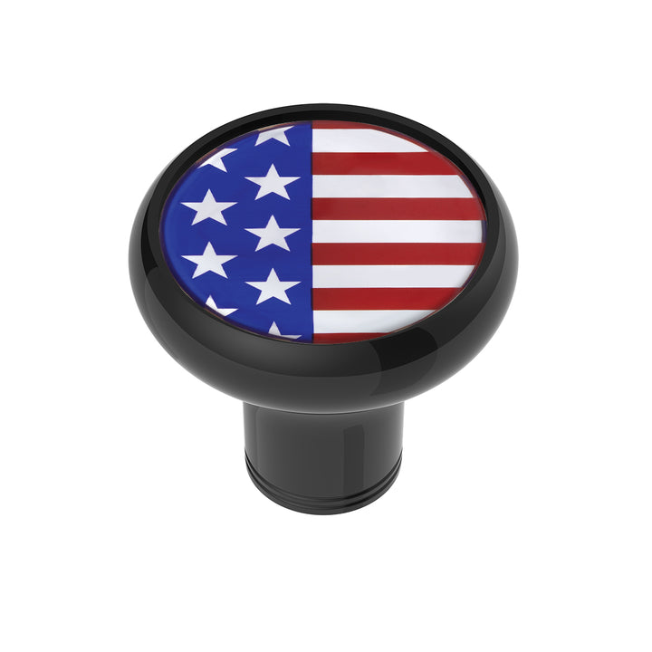 1/2" - 13 Thread-On Gearshift Knob With USA Flag Sticker - Black