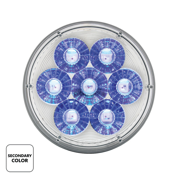14 LED 4" Round Double Fury Light (Turn Signal) - Amber &amp; Blue LED/Clear Lens