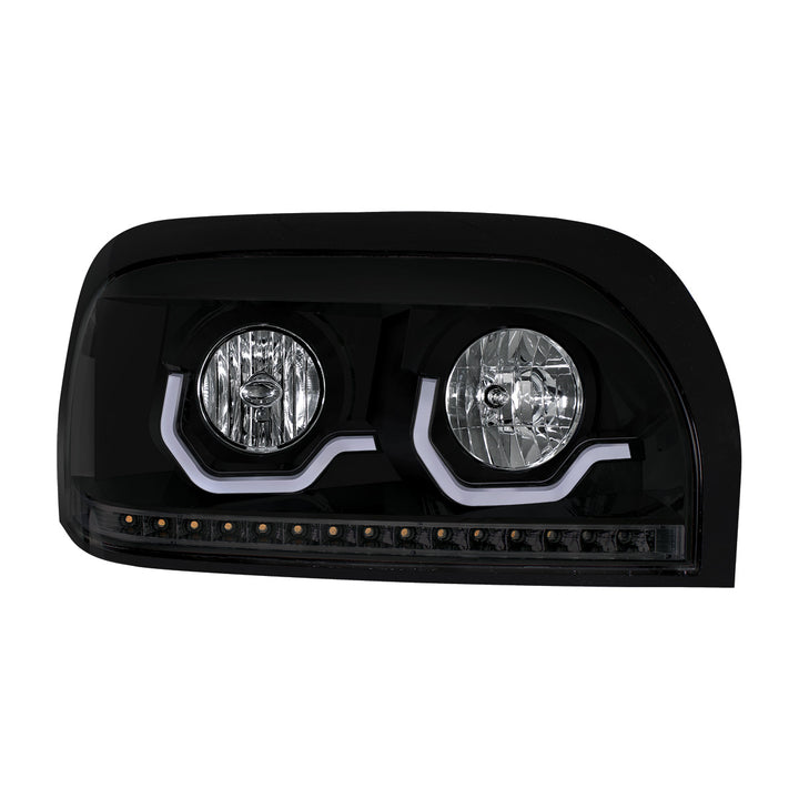 Blackout Headlight With LED Turn Signal &amp; Light Bar For 1996-2010 Freightliner Century - Passenger