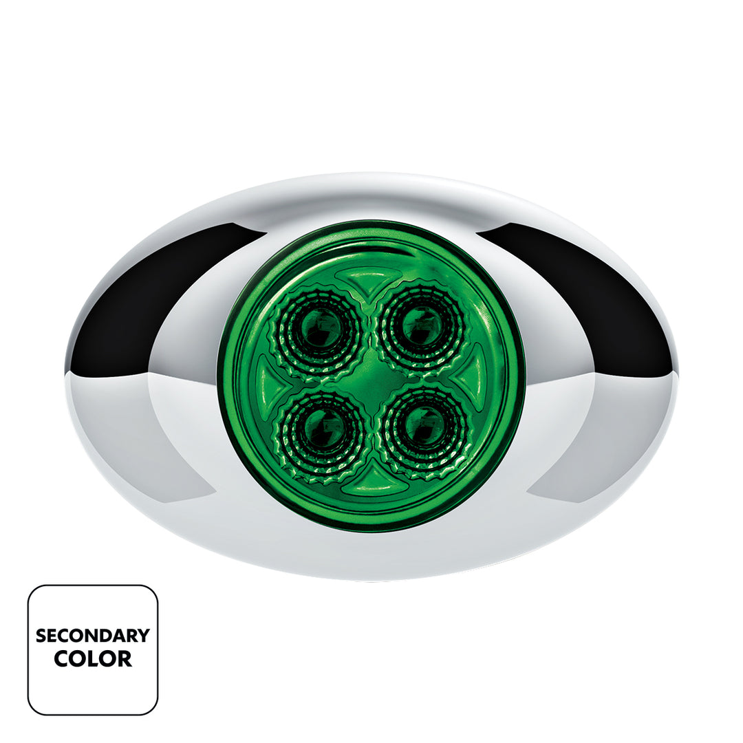 4 LED Double Fury Light (Clearance/Marker) - Amber &amp; Green LED/Clear Lens