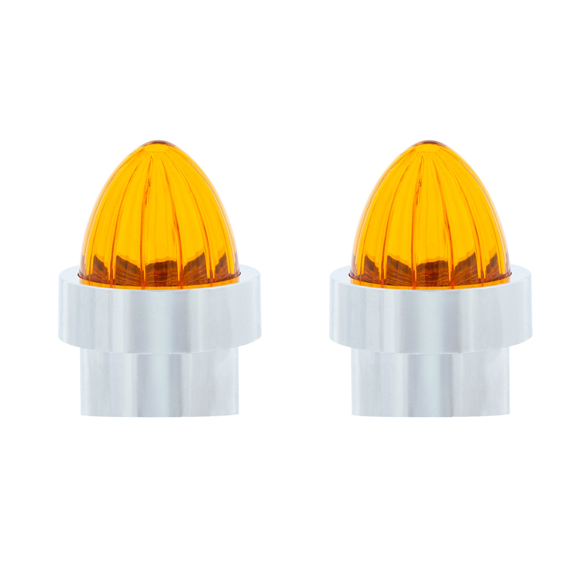 Watermelon Lens Bumper Guide Top With Chrome Base - Amber (2-Pack)