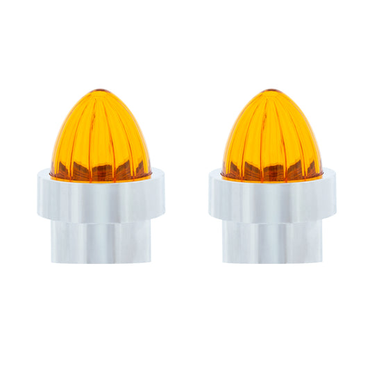 Watermelon Lens Bumper Guide Top With Chrome Base - Amber (2-Pack)
