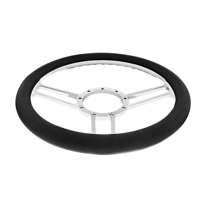 14" Chrome Aluminum 3 - Spoke Style 9 - Screw Mount "Competition Series" Steering Wheel