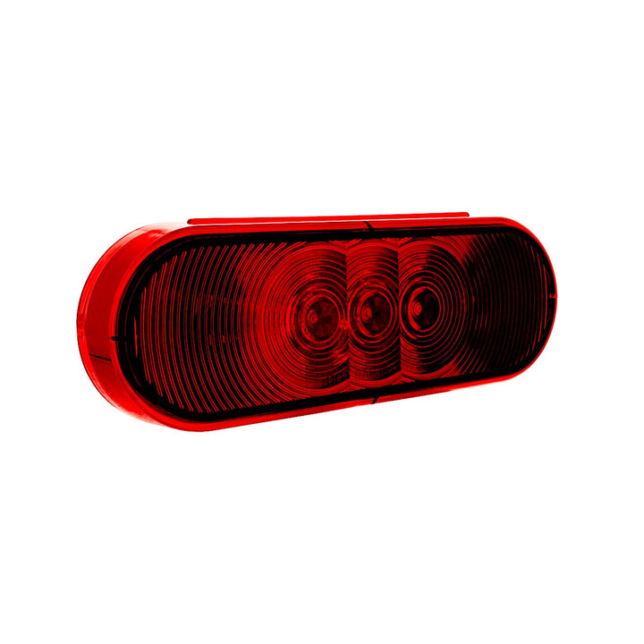 3 LED 6" Oval Light (Stop, Turn, &amp; Tail) - Red LED/Red Lens