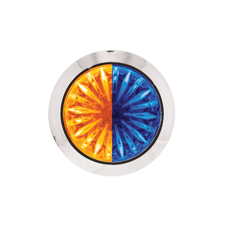 4 LED 1-1/8" Watermelon Double Fury Light With Clear Lens (Clearance/Marker) - Amber &amp; Blue LED