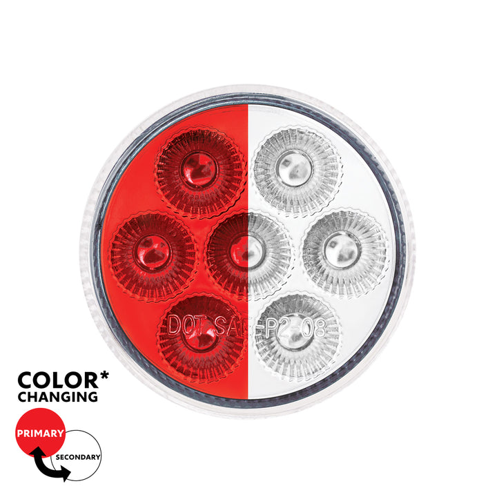 7 LED 2" Round Double Fury Light (Clearance/Marker) - Red &amp; White LED/Clear Lens