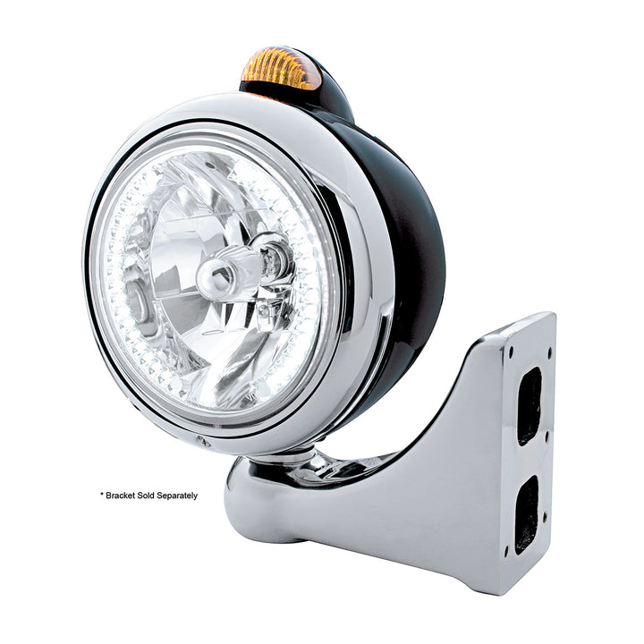 Black Guide 682-C Headlight H4 With White LED &amp; Dual Mode LED Signal - Amber Lens