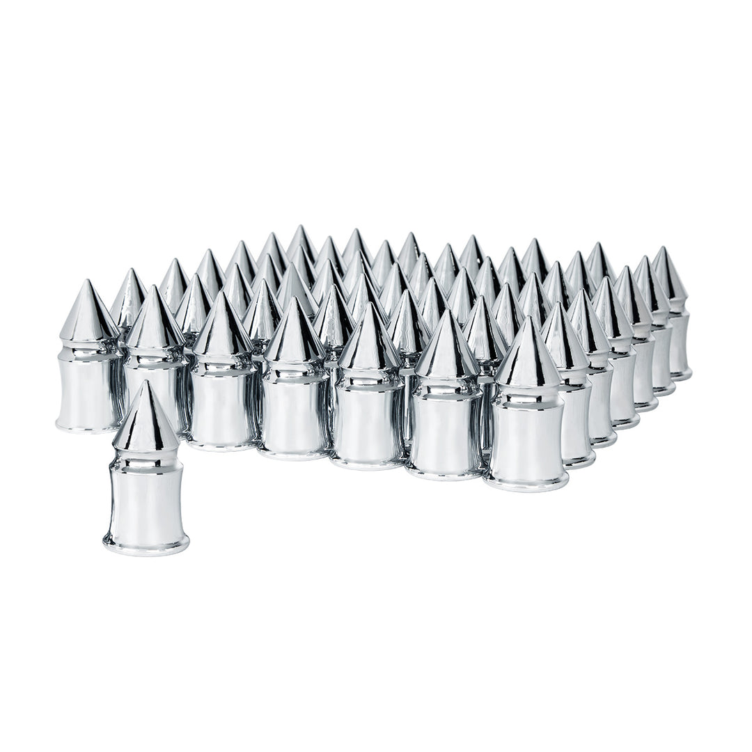 33mm X 4-3/8" Chrome Plastic V - Spike Nut Covers - Push-On (60-Pack)