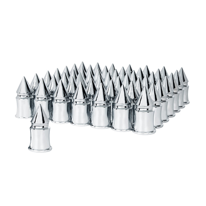 33mm X 4-3/8" Chrome Plastic V - Spike Nut Covers - Push-On (60-Pack)