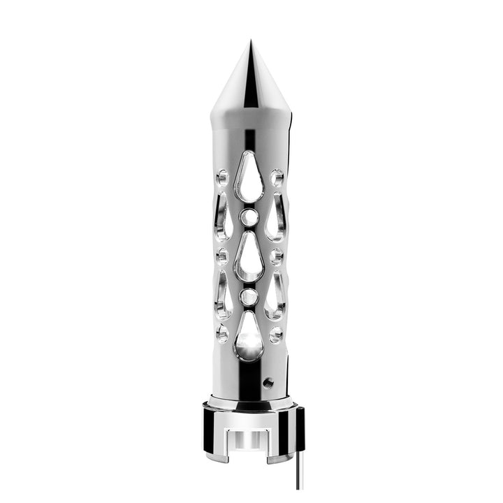 Brooklyn Style Spike Gearshift Knob With LED 13/15/18 Speed Adapter - Chrome/White LED