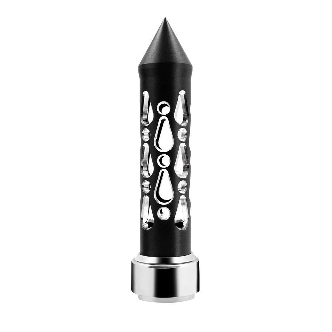 Thread-On Brooklyn Style Spike Gearshift Knob With LED 9/10 Speed Adapter - Matte Black/White LED